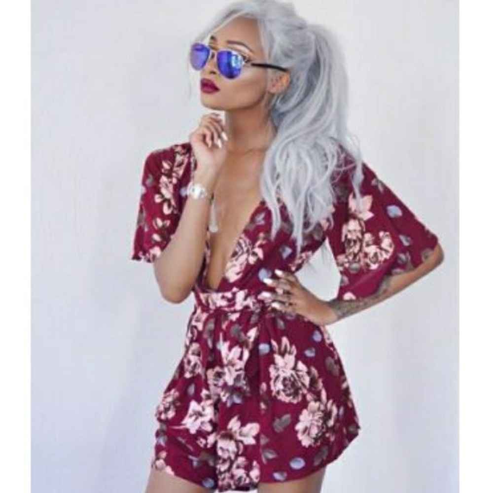 Haute Rogue Red Floral Romper